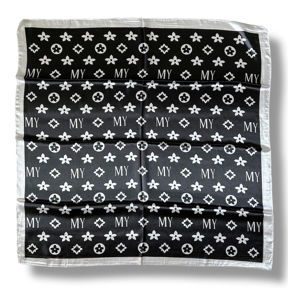 Black & White Square Scarf 35” X 35” Women Scarve Elegant Fashion Headscarf